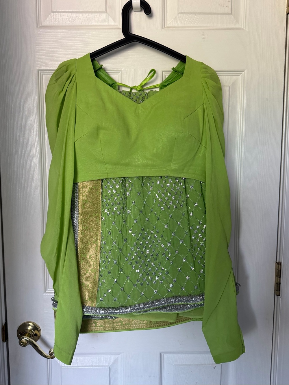 Green georgette saree blouse set
